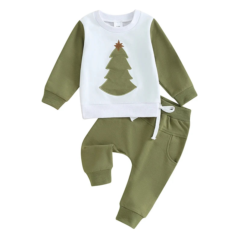Embroidered Tree Pullover + Jogger Set
