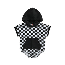 Load image into Gallery viewer, Checkered Hoodie Bubble Romper
