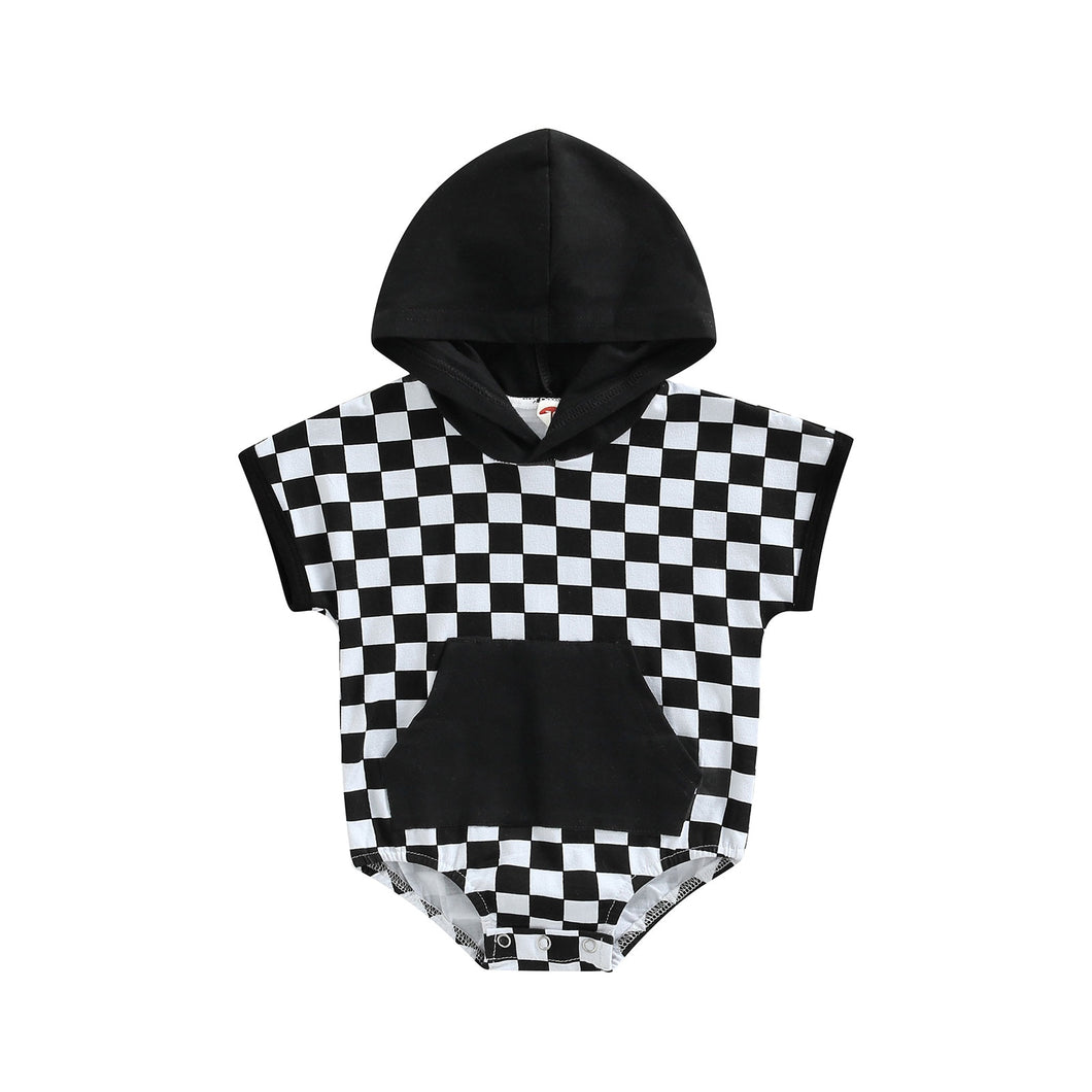 Checkered Hoodie Bubble Romper