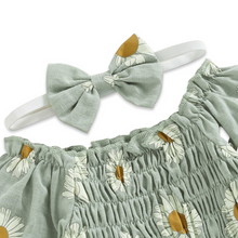 Load image into Gallery viewer, Daisy Smocked Romper + Bow Set
